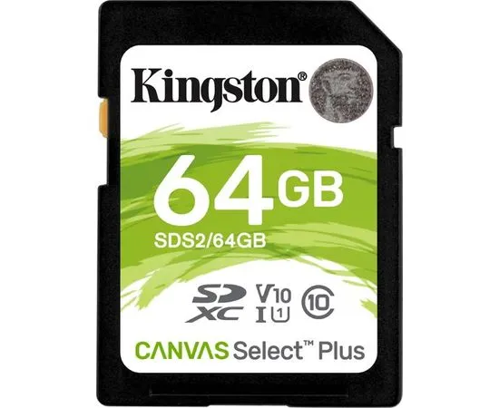 Карта памяти SDXC 64Gb Class 10 UHS-I (Kingston, Canvas Select) (SDS2/64GB)