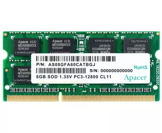 Оперативная память для ноутбука 8Gb DDR3-1600MHz (Apacer) (DS.08G2K.KAM)