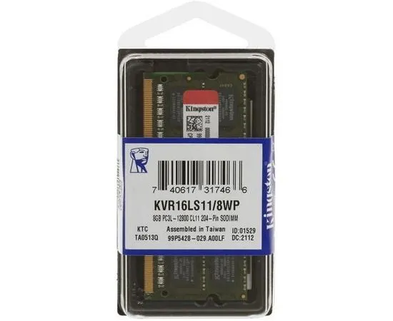 Оперативная память для ноутбука 8Gb DDR3L-1600MHz (Kingston) (KVR16LS11/8WP)