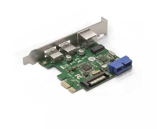 Сетевая карта Net Card 10/100/1000 + 2*USB3.0 ext + 1*USB3.0 int (PCI-E) ExeGate EXE-362 (EX290278RUS), фото 2