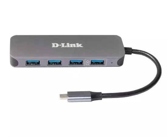 USB-разветвитель (хаб) USB Type-C -> USB3.0, 4 порта + Type-C, D-Link DUB-2340/A1A, серый