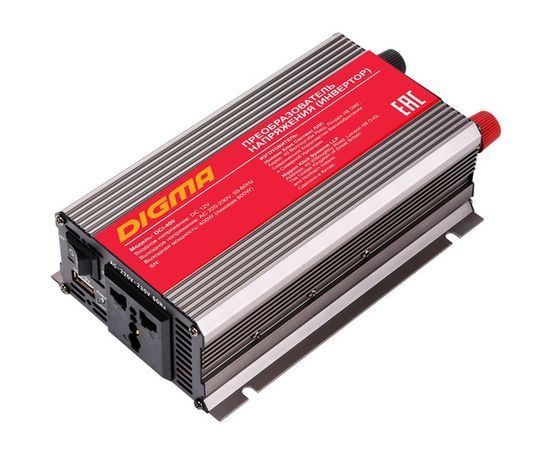 Инвертор 12V -> 220V, мощность 400Вт (Digma, DCI-400)