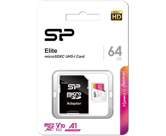 Карта памяти MicroSDXC 64GB Class 10 UHS-I U1 A1 + адаптер (Silicon Power) Elite (SP064GBSTXBV1V20SP)