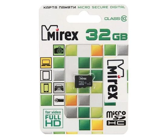 Карта памяти microSDHC 32Gb Class 10 без адаптера (Mirex) (13612-MC10SD32)
