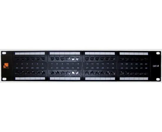Патч-панель Lanmaster 48 портов, UTP, кат.6, 2U LAN-PPL48U6