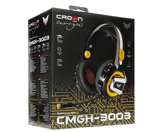 Наушники с микрофоном CROWN CMGH-3003, черный/оранжевый, фото 3