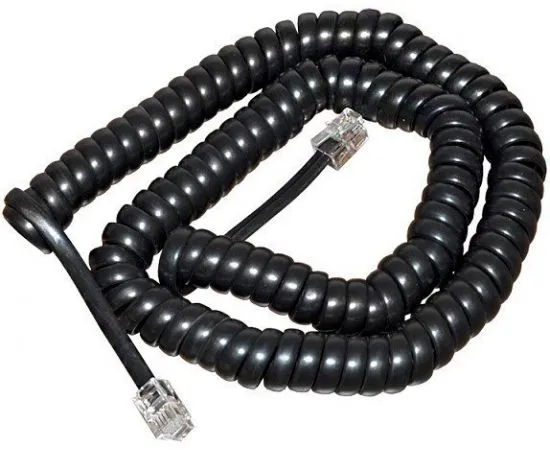Телефонный шнур, витой трубочный RJ-10 (4P-4C)  2м. (Greenconnect) черный (GCR-TPC4P4C2-2.0m)