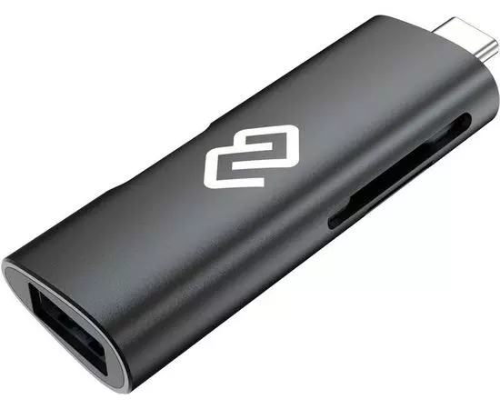 Картридер внешний USB Type-C, Digma CR-СU2522-G, серый