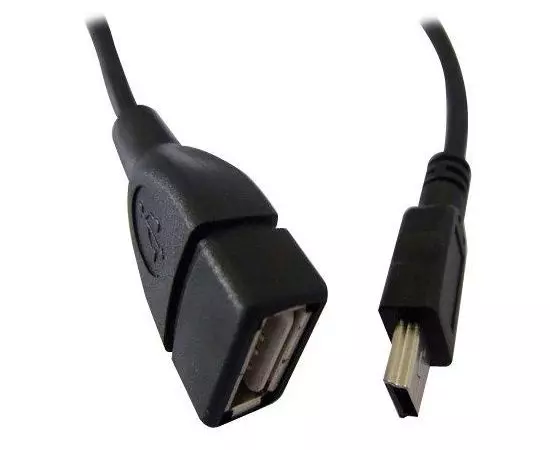 Кабель OTG USB 2.0 (F) -> miniUSB, 0.8m, 5pin черный (Atcom) (AT2821)