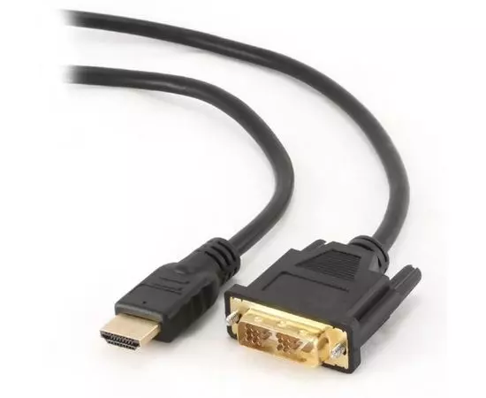 Кабель HDMI (M) - DVI (M) 0.5m, позол.разъемы, экран, Gembird, черный (CC-HDMI-DVI-0.5M)