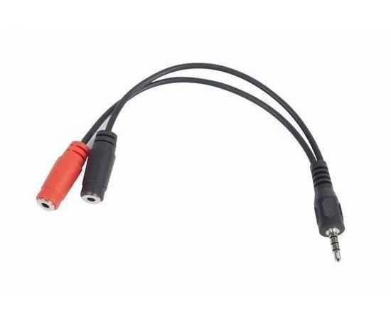 Кабель переходник Audio Jack 3.5мм 4pin (m) -> 2 x 3.5мм (f) 0.2м (Gembird) черный (CCA-417)
