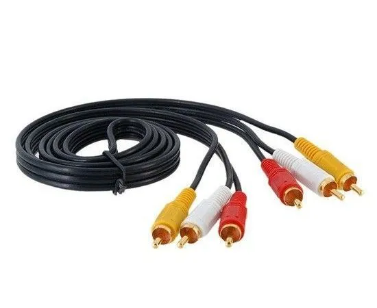 Кабель Audio/Video 3 RCA (m) -> 3 RCA (m), 1.5м (Atcom) черный (АТ1003)