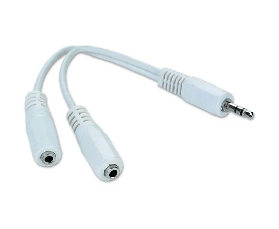 Кабель переходник Audio Jack 3.5мм 3pin (m) -> 2 x 3.5мм (f) 0.1м (Cablexpert) белый (CCA-415W)