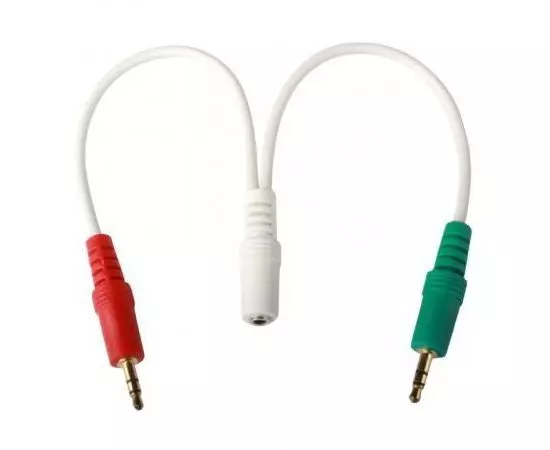 Кабель переходник Audio 3.5мм 4pin (f) -> 2 x 3.5мм (m) 0.2м (Cablexpert) белый (CCA-418W)
