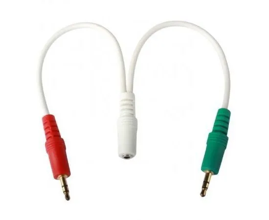 Кабель переходник Audio 3.5мм 4pin (f) -> 2 x 3.5мм (m) 0.2м (Cablexpert) белый (CCA-418W)