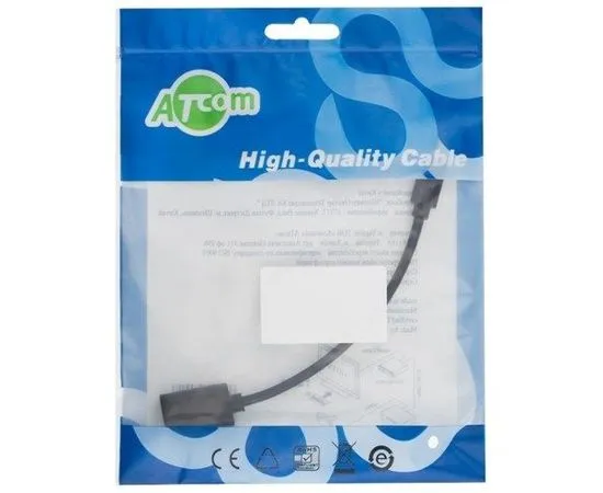 Кабель OTG USB 2.0 (F) -> USB Type C, 0.1m (AtCom) (АТ4716), фото 2