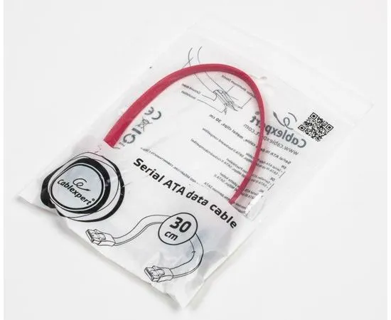 Кабель интерфейсный SATA III 0.3м, прямой с защелкой, красный (Cablexpert) (CC-SATAM-DATA-0.3M), фото 3