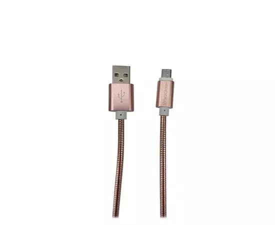 Кабель USB2.0 AM -> Micro-BM, 1m (Reddax) в метеллической оплетке, розово-золотой (RDX-340 R-Gold)