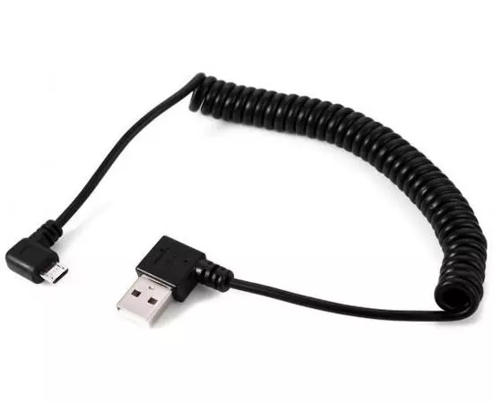 Кабель USB2.0 AM -> Micro-BM, 1.5m (Orient, левый, под углом 90) MU-215B1 витой, черный (30508)