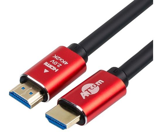 Кабель HDMI 20m, v2.0, 2 ферит.кольца, Atcom серия Red/Gold, черный (АТ5946)