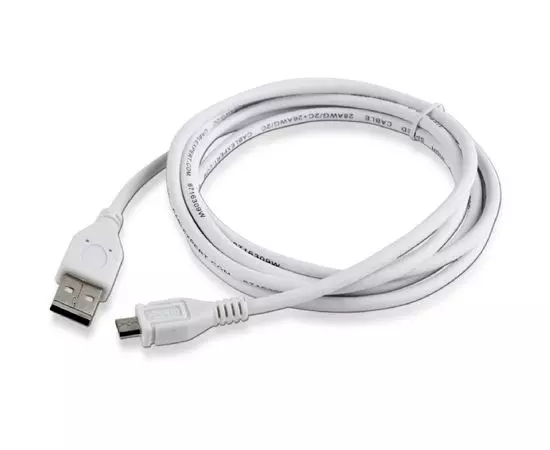 Кабель USB2.0 AM -> Micro-B, 1.8m, белый (Cablexpert) (CC-mUSB2-AMBM-6W)