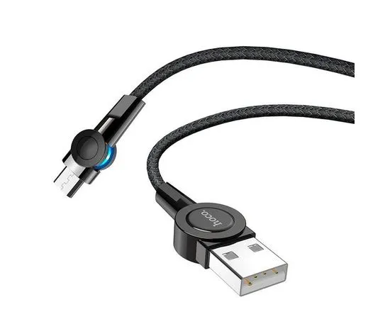 Кабель USB2.0 AM -> micro-BM, 1.2m (HOCO) S8 Magnetic, магнитный в оплетке, черный (6931474712608)