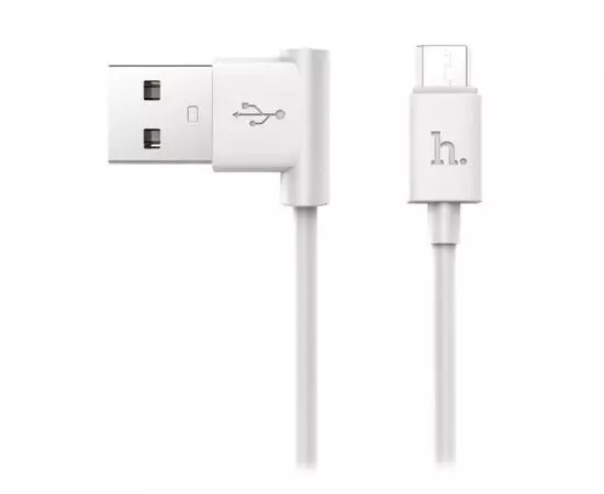 Кабель USB2.0 AM -> Micro-Bm, 1.2m (HOCO) UPM10, угловой, белый (UPM10 WHT), Цвет: Белый