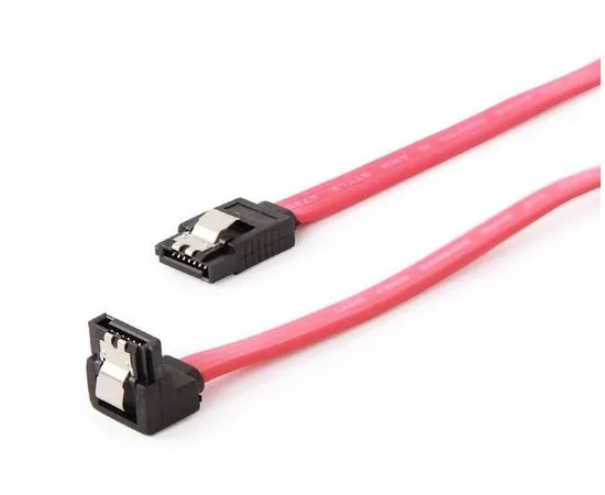 Кабель интерфейсный SATA III 0.5м, загнутый с защелкой, красный (Cablexpert) (CC-SATAM-DATA90)
