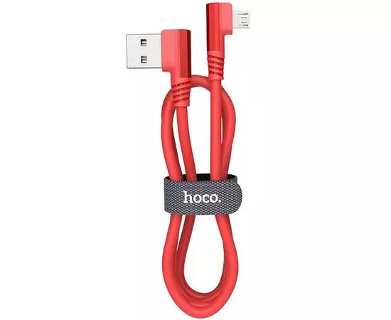 Кабель USB2.0 AM -> micro-BM, 1.2m (HOCO) U83 Puissant silicone, угловой, красный (U83 RED), Цвет: Красный