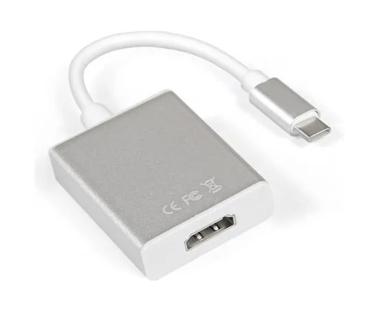 Видео переходник USB Type-C (M) -> HDMI (F), 0.15m, Exegate, серебристый/белый (EX284937RUS)