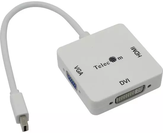 Переходник mini DisplayPort (M) -> HDMI/DVI-I/VGA (F) (Telecom) (TA556)