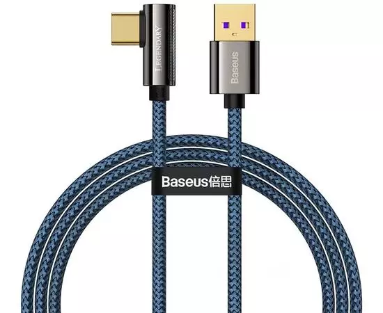 Кабель USB2.0 AM -> Type-C, 1m (Baseus) Legend series, угловой, синий (6953156209312)