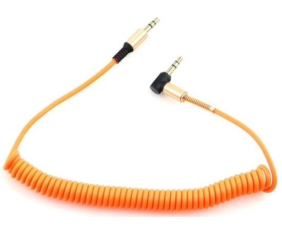 Кабель Audio AUX Jack 3.5мм (m) -> 3.5мм (m) 1.8м (Cablexpert) угловой, витой, оранжевый (CCAB-02-35MMLC-1.8MO)