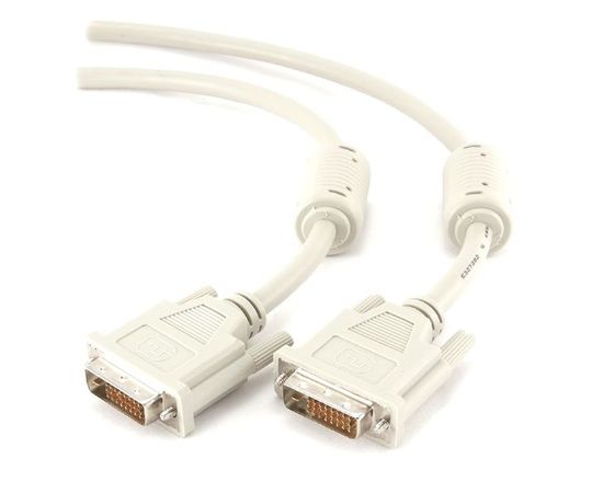 Кабель DVI 3м (Gembird, single link, белый, экран, феррит.кольца, пакет) (CC-DVI-10)