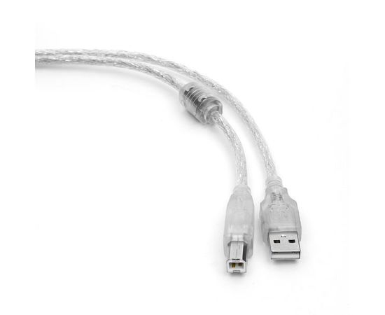 Кабель USB2.0 0,75m (Cablexpert, с феррит кольцом, прозрачный) (CCF-USB2-AMBM-TR-0.75M)