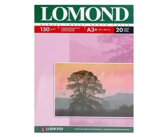 Фотобумага A3+ 150г/м2, 20 листов, односторонняя глянцевая (Lomond) (0102026)