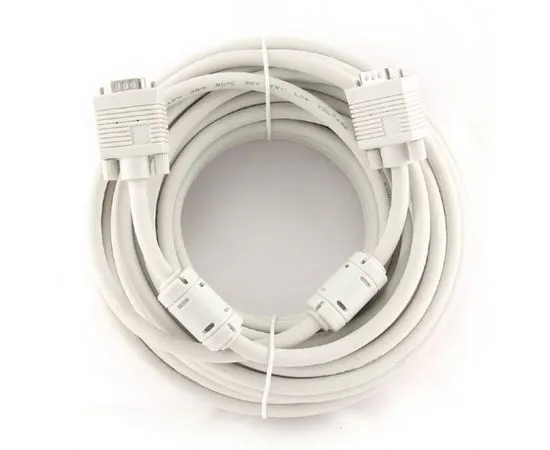 Кабель VGA сигнальный 15m (Cablexpert, черный, тройной экран, феррит.кольца, пакет) (CC-PPVGA-15M-B)