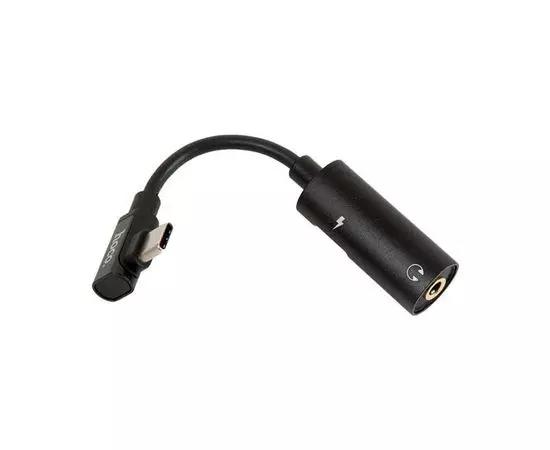 Аудио переходник USB Type-C (M) -> mini-jack 3.5 mm (F) + Type-C (F), Hoco LS19, черный (LS19 Black)