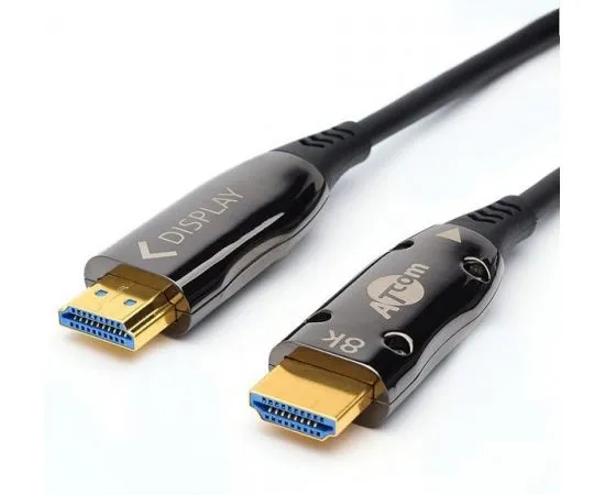 Кабель HDMI 30m, v2.1 (Atcom) серия Metal gold, оптический, черный (AT8877)