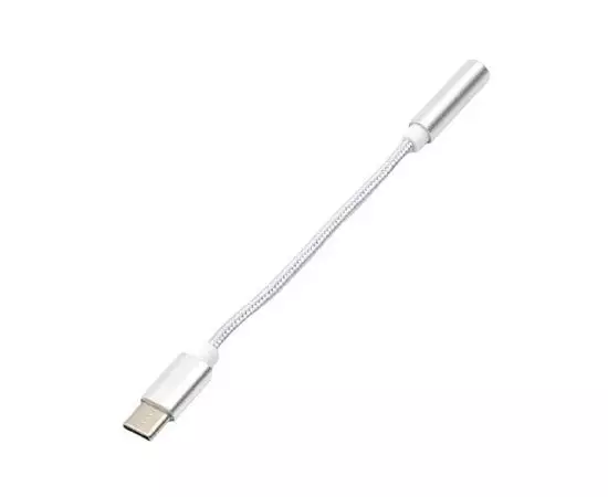 Аудио переходник USB Type-C (M) -> mini-jack 3.5 mm (F), ATcom, серебристый (AT2809)