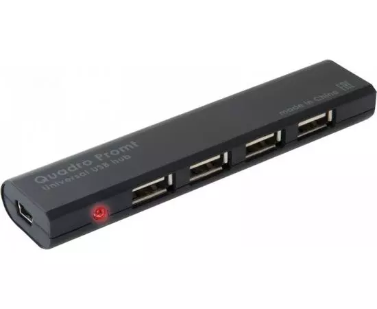 USB-разветвитель (хаб) USB2.0 -> USB2.0, 4 порта, Defender Quadro Promt, черный (83200)
