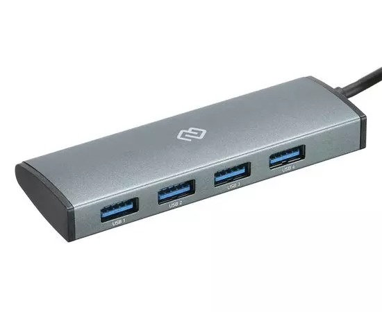 USB-разветвитель (хаб) USB Type-C -> USB3.0, 3 порта, Digma, серый (HUB-4U3.0-UC-G)