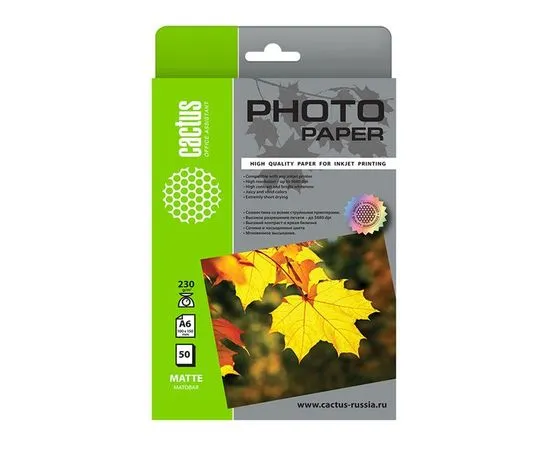 Фотобумага 10x15 230г/м2, 50 листов, матовая (Cactus) (CS-MA623050)