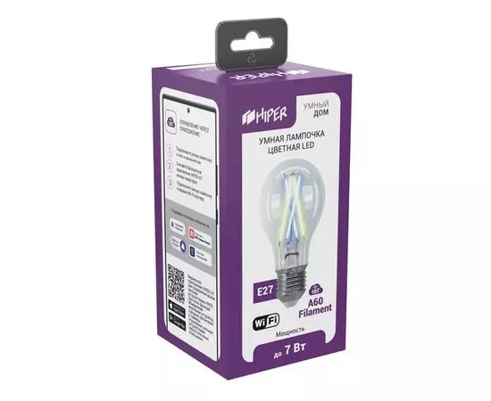 Умная Wi-Fi лампа HIPER IoT A60 Filament, фото 3