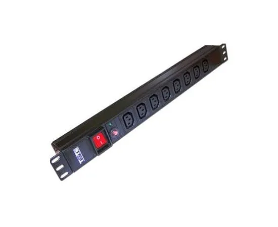 Блок розеток в серверную стойку 19" 1U, 1 вход С14/ 8 выходов C13, 10A (Lanmaster) (TWT-PDU19-10A8C3)