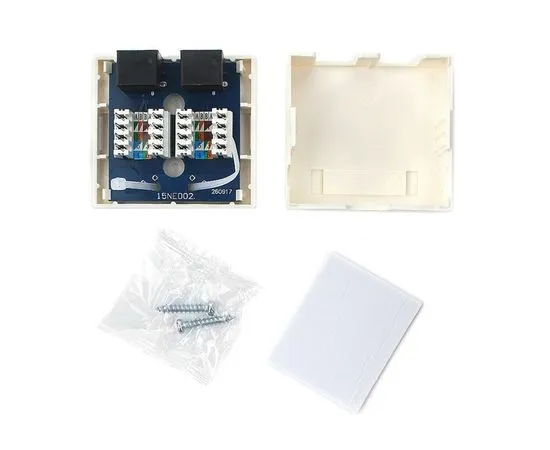 Розетка настенная 2xRJ-45 (8P8C) Cat. 6 UTP, двойная (Cablexpert) (NA218), фото 2
