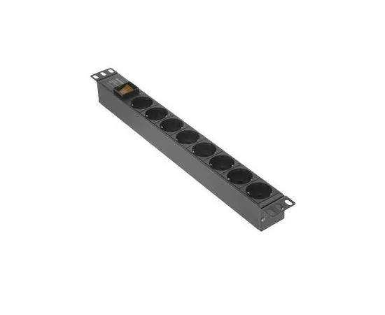 Блок розеток в серверную стойку 19", без кабеля питания, 8 Schuko, 16A (Hyperline) (SHE19-8SH-S-IEC)