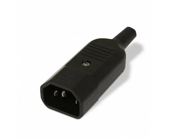 Вилка C14 10A 250V прямая разборная черная (Hyperline) (CON-IEC320C14)