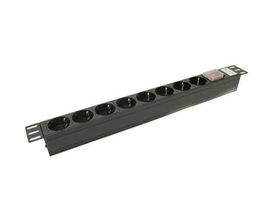 Блок розеток в серверную стойку 19", с кабелем питания 2.5м, 8 Schuko, 10A (Hyperline) (SHE19-8SH-S-2.5IEC)