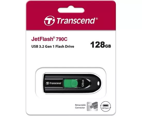 USB Flash-накопитель 128Gb USB 3.2 Type-C (Transcend, JetFlash 790C) черный (TS128GJF790C), фото 4